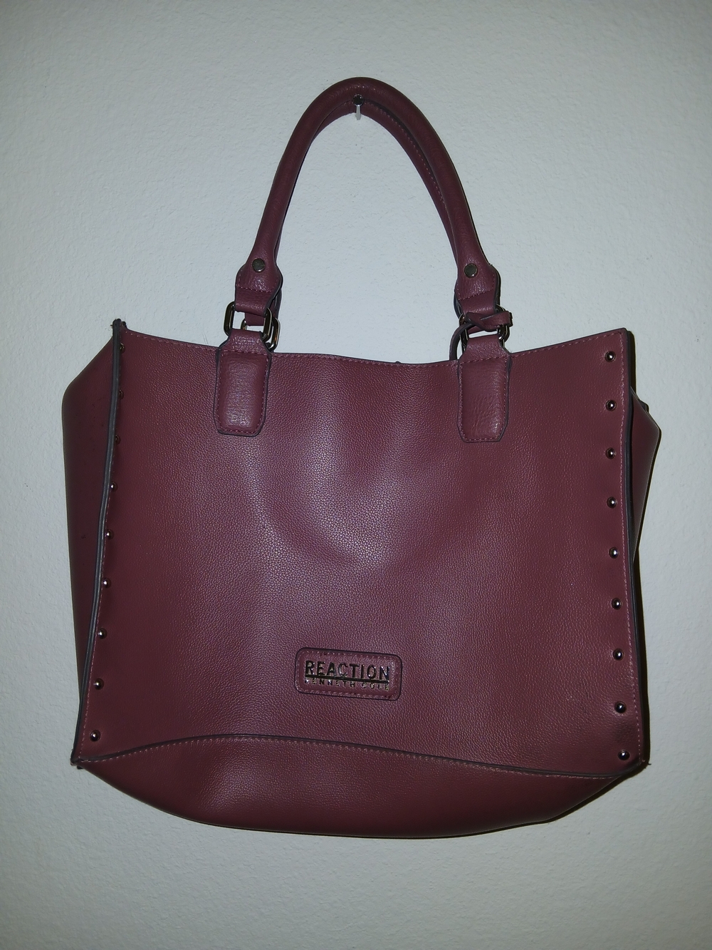 Kenneth Cole Reaction Plum Faux-Leather Tote with Stud Detailing